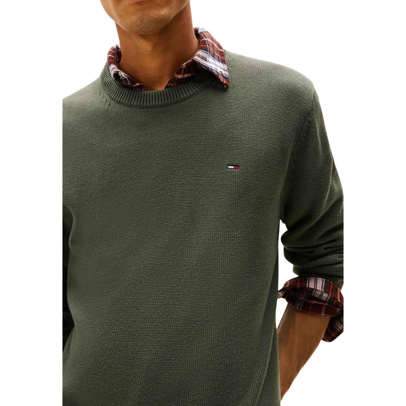 Tommy Hilfiger Pull Homme Vert en Coton Bio – Automne/Hiver