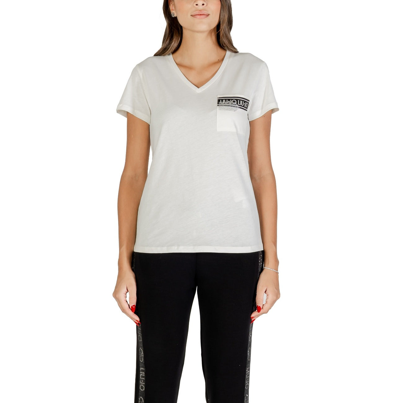 Liu Jo T-Shirt Femme Blanc Col V – Automne/Hiver