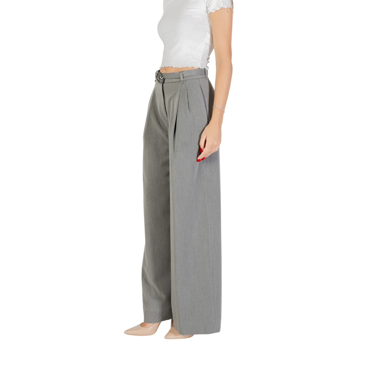 Liu Jo Pantalon Femme Gris Large – Automne/Hiver